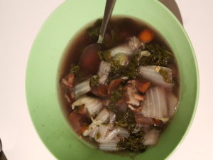 Winter soup reishi, kale, carrot 