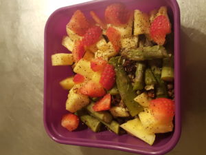 Asparagus, strawberries, pineapple, red beans