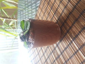 Cocoa mint arrowroot custard