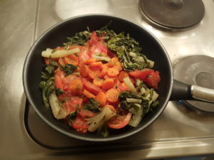 Swiss chard, tomato, carrots