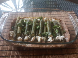 Zucchini and asparagus tart / quiche with whole grain spelled flour base