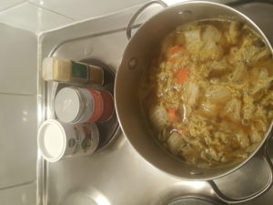 Soup with chinese cabbage, carrots and spices. Super healthy