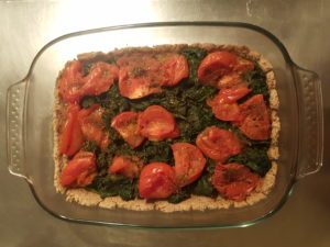 Spinach and tomato quiche with homemade spelt breeze dough