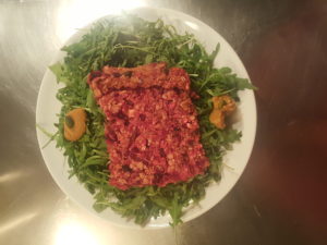 Overnight + oven red beets homemade topping for salad +Hummus with figs and dates. Topping : pistaccio 