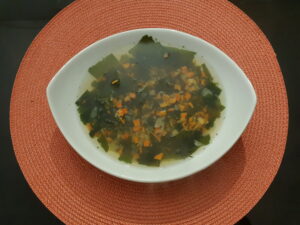 Parsnip, carrot, wakame seaweed, celery, pepper 