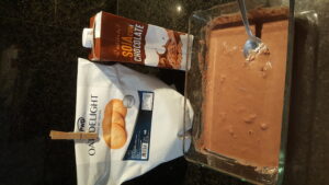 Oatmeal and soy milk with chocolate in the oven