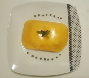 Tangerine cold cake, only done with tangerine juice and cornstarch (stevia if tangerine not sweet enough) 