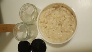Home made vainilla almond milk rice