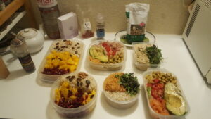 Rice poke bowl ingredients